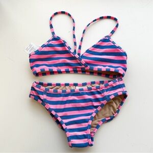 J. Crew Crewcuts Girls Striped Two Piece Swimsuit Size 4/5